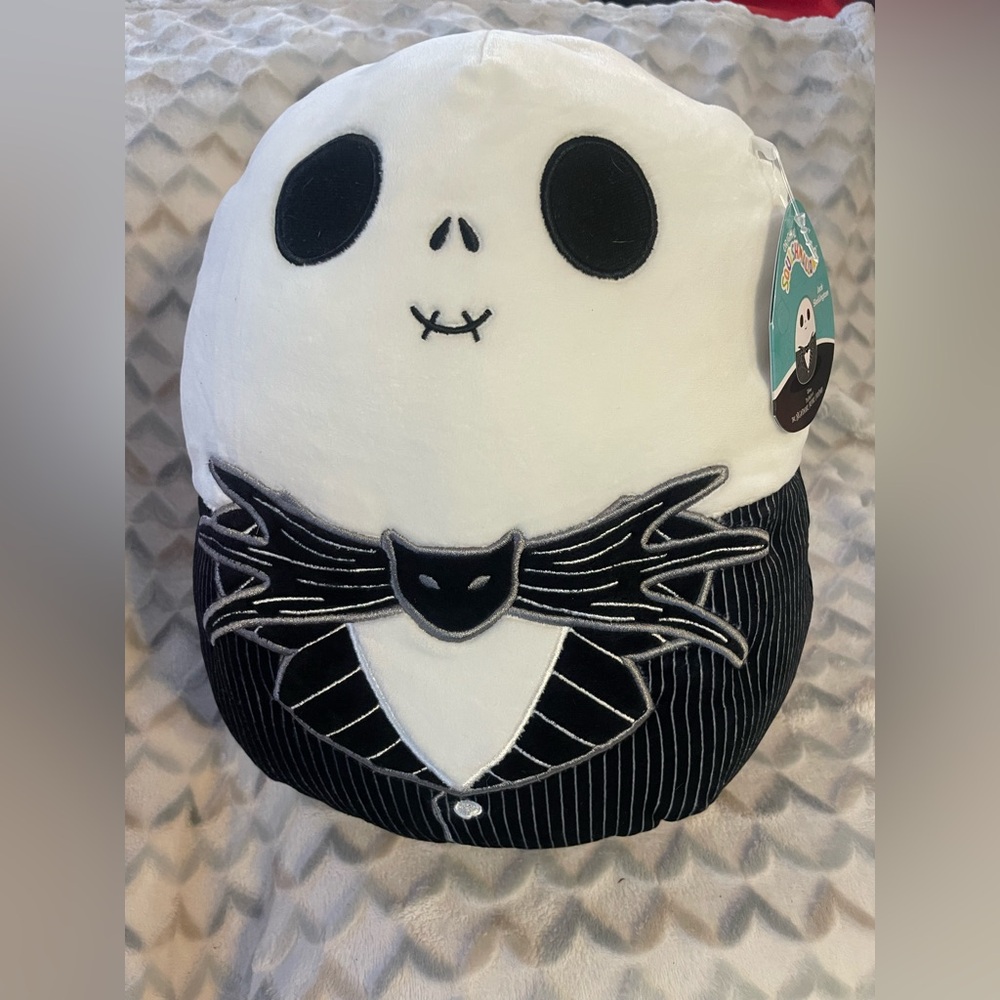 Squishmallows plush toy of Jack Skellington from The Nightmare Before Christmas